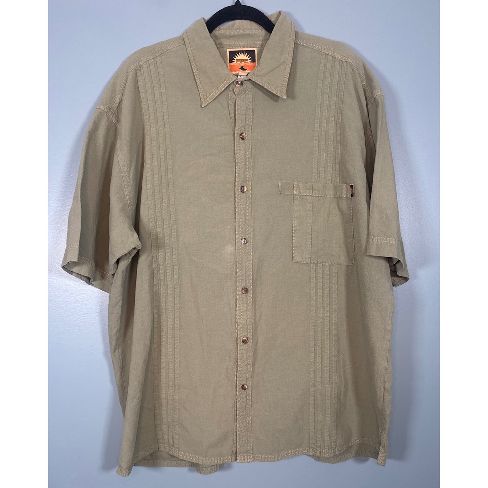 Farthest Point Casuals Mens XXL Green Peruvian Cotton Button Up Shirt Style 4800